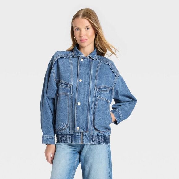 Universal Thread Jackets & Blazers - Universal Thread - Women's Relaxed Bomber Denim Jacket - Universal Th Blue